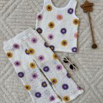 ست قلاب بافی طرح گل 🌷👧