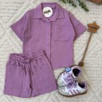 ست بلوز شلوارک موسلین💜👧